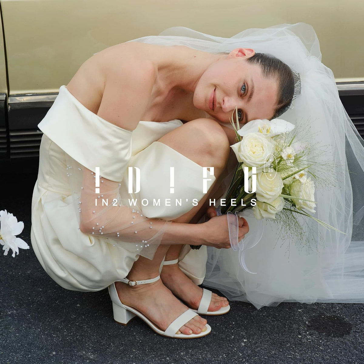 IDIFU Women's Cookie-LO Low Block Heels Chunky Sandals Ankle Strap Wedding Dress Pump Shoes
