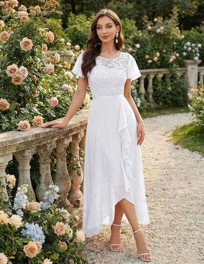 BeryLove Formal Dresses for Women 2026 Wedding Guest with Slit Cocktail Elegant Lace Long Prom Dress