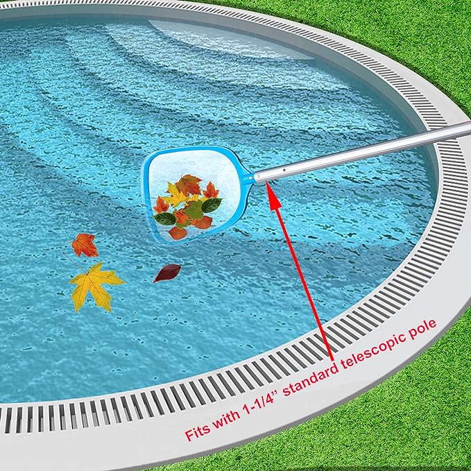 ATIE Pool Spa Leaf Skimmer Net with White Ultra Fine Mesh with 4" Deep Pocket Great for Removing Leaves & Debris in In-Ground Pool Spa and Above Ground Pool, Inflatable Pool, Hot Tub, and Fountain