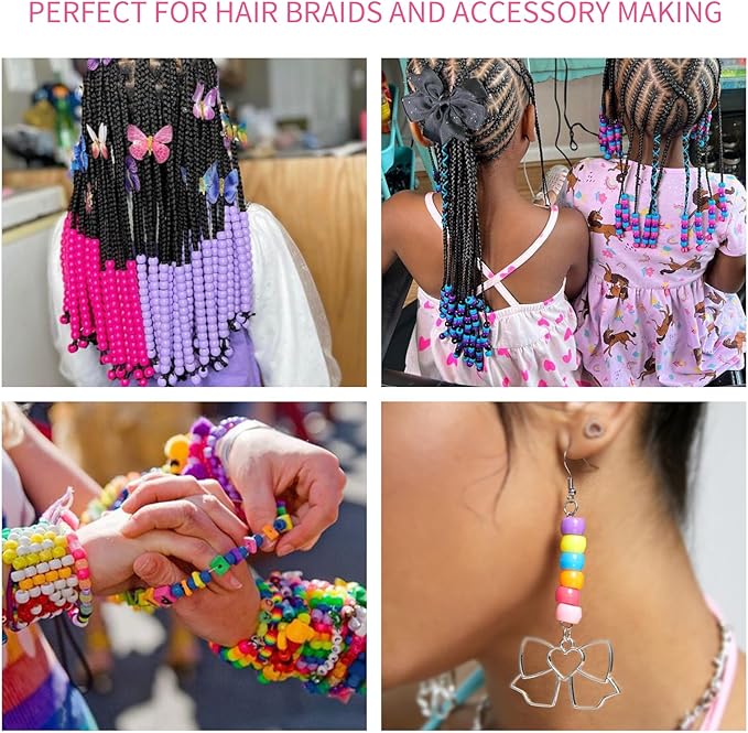 Transparent pony beads, over 1000 mixed color plastic beads, bulk glass beads, Kandi craft beads, PD-PONY-CLEAR-1000