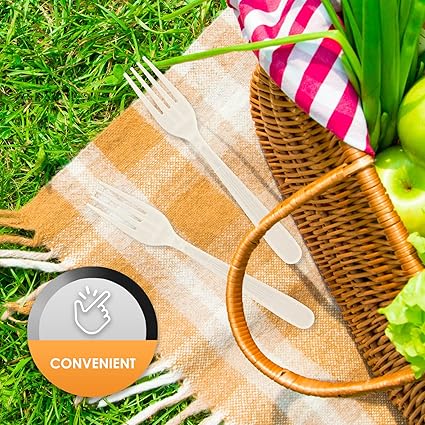 PAMI 1000 Count Heavy Duty Disposable Plastic Forks, Heavy Weight White Silverware for Parties, Weddings, Catering