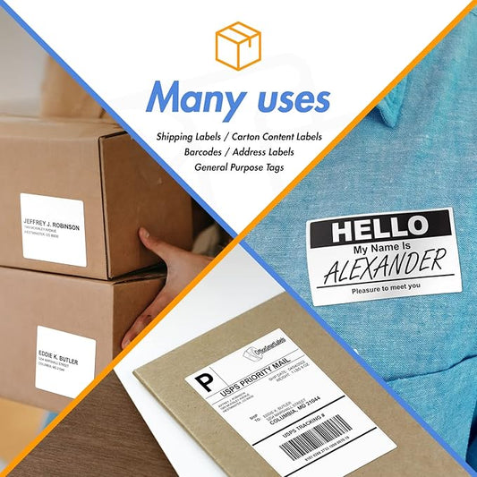 OfficeSmartLabels  4" x 1" Direct Thermal Labels - Compatible with Zebra  Rollo Desktop Printers and More  1 Core, Permanent Adhesive  Perforated 1 Roll, 1375 Labels