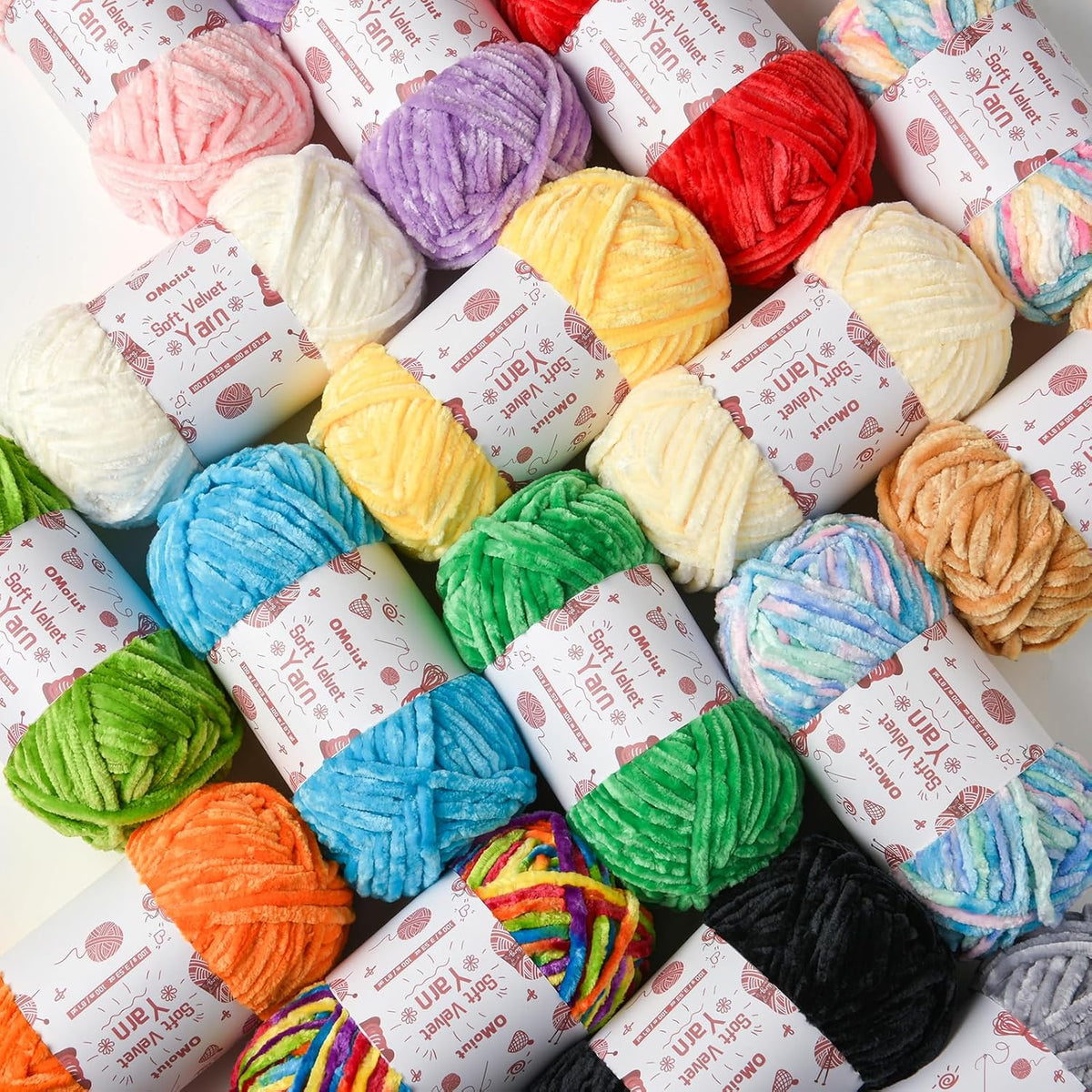 100g Fluffy Velvet Chenille Yarn for Crocheting and Knitting, 80m (87.5yd) Baby Yarn for Crocheting Soft, Crochet Chunky Yarns Amigurumi Yarns (Violets)