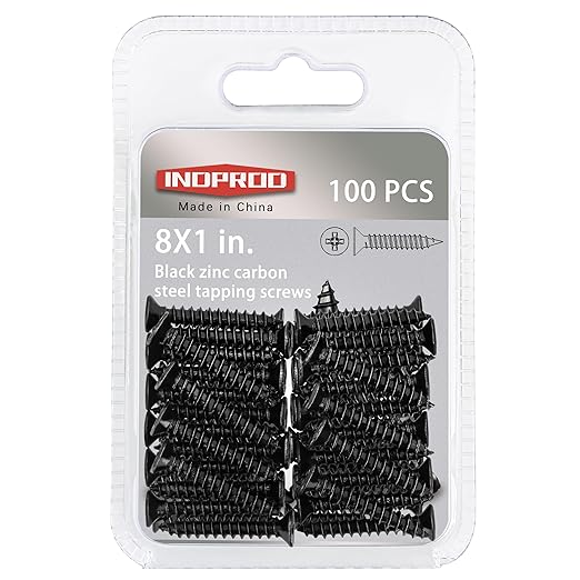 8 X 1 Black Screw,Flat Head Phillips Wood Screw, Electroplating Black Carbon Steel, 8 X 1-Inch, 100Pcs