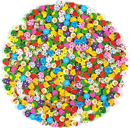 300PCS Mini Christmas Fruit Animal Erasers,Assorted Novelty Pencil Erasers for Kids Party Favors School Student Prizes Gift