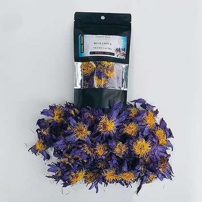 Ceylon Soul Blue Lotus Flowers, Dried Loose Leaf Whole Flowers for Herbal Tea 1oz