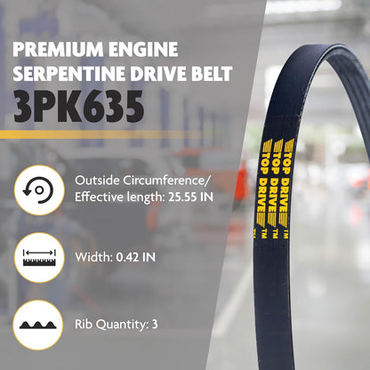 Top Drive, 6PK2135, Premium Engine EPDM Serpentine Drive Belt, Equivalent References - K060841, 5060840