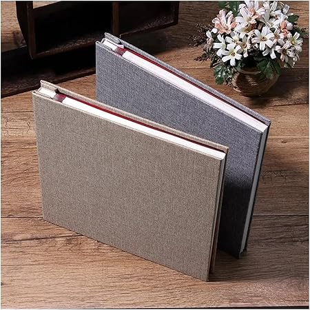 Linen Self-Adhesive DIY Photo Album Album Adhesive Commemorative Photo Album(Yellow)