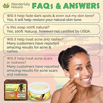 Organic African Black Soap - For Acne  Dark Spots  Natural Vegan and Cruelty Free  Satisfaction Guarantee 1lb bar  90 day Supply