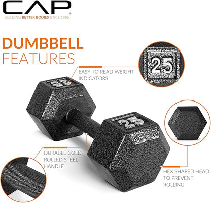 CAP Barbell Cast Iron Hex Dumbbell | Multiple Options (15lb)