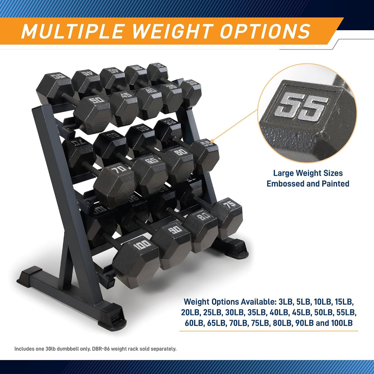 Marcy Cast Iron Hex Dumbbell, Sold Individually