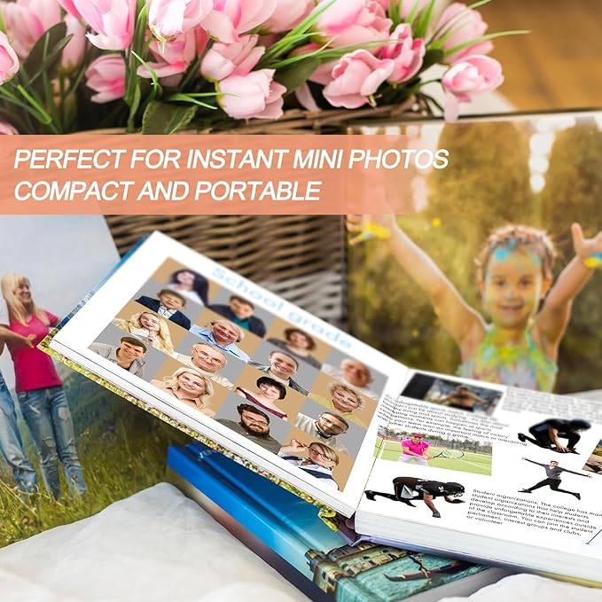 uxcell 64 Pockets Photos Album, Leather Cover 2 x 3 Small Photo Album with Front Window Instant Film Photo Album Book for Instant Camera Film, (Light Purple)