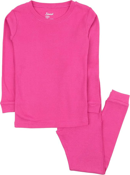 Kids Pajamas Boys & Girls Solid Colors 2 Piece Pajama Set 100% Cotton (Size 2-14 Years)