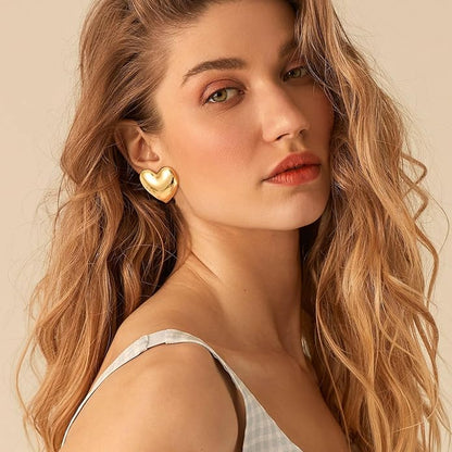 Womens Gold Studs Earrings, 14K Gold Plated Personality Big Stud Earring,Stainless Steel Hypoallergenic Ear Rings Trendy Jewelry,Christmas Birthday Gifts for Her Girlfriend Sister