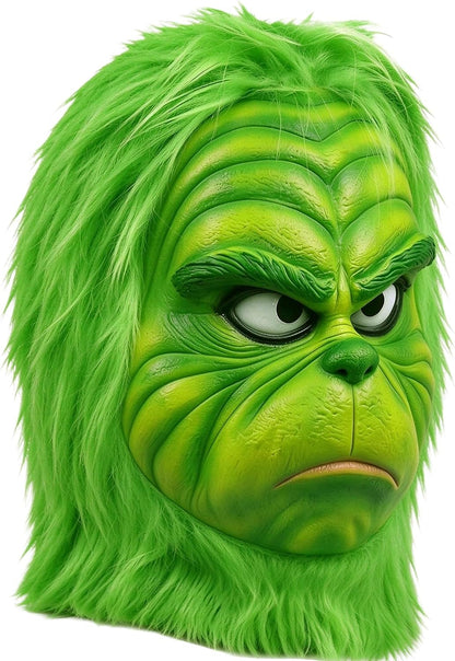 Green Furry Masks, Cosplay Monster Mask for Adults, Costume Accessory for Halloween Christmas Party