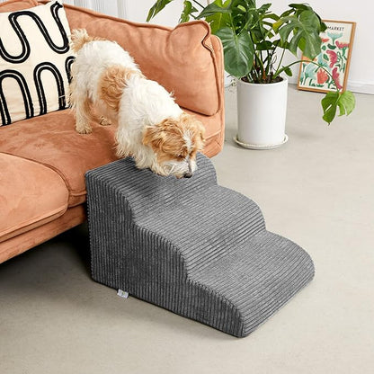 Dog Stairs  Steps for High Beds, 3 Steps High Density Foam Waterproof Dog Ramp for Small Dogs and Cats, Pet Stairs with Removable Washable Cover for Bed, Couch, Sofa and Car (H:16")