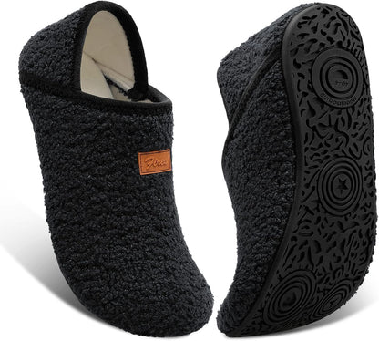 Womens Mens Slippers with Rubber Sole Soft-Lightweight House Slipper Socks Around House Shoes Non Slip Indoor/Outdoor