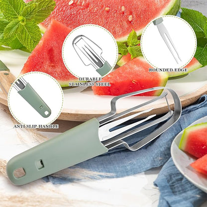 Watermelon cutter, watermelon cutter, 3 in 1 watermelon cutter, stainless steel watermelon paddle cutting tool, melon cutter knife, portability fruit fork for