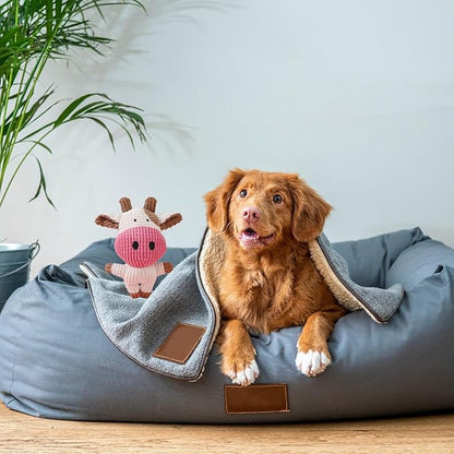 Plush Dog Toy - Squeaky Puppy Chew Toy for Small, Medium, Large Dogs (Cow)