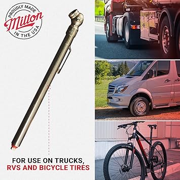 Milton S-925 Pencil Tire Pressure Gauge for Trucks, RVs  Bicycle Tires, Single Head Chuck with Built-in Deflator Valve, Durable Plated Brass, Pressure Measured in PSI  kPa