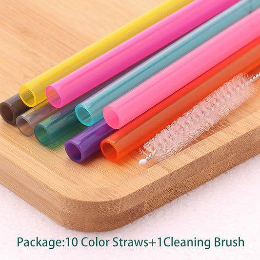 Dakoufish Replacement Straw for Stanley Flowstate 30oz Tumbler,Reusable Straws Compatible with 30oz Stanley Travel Quencher Cup,BPA-Free,Dishwasher Safe-10 Straws With 1 Brush (10.5 Inch)