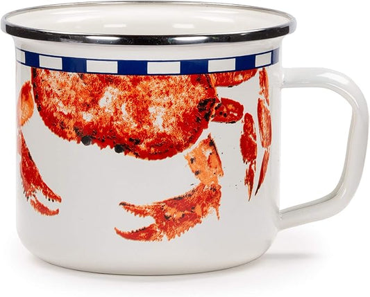 Golden Rabbit Enamelware - Crab House Pattern - Grande Soup Mug