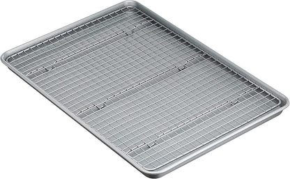 Basics Ceramic Nonstick Baking Sheet  Cooling Rack Set, Non-Toxic, Half Sheet Size - 1 Pack, Gray