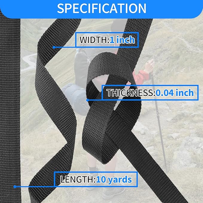 Oak-Sports Webbing 1 Inch 1.5 Inch 2 Inch Wide - Heavy Duty Poly Strapping 1"  1.5"  2" Webbing for Indoor or Outdoor DIY Gear Repair