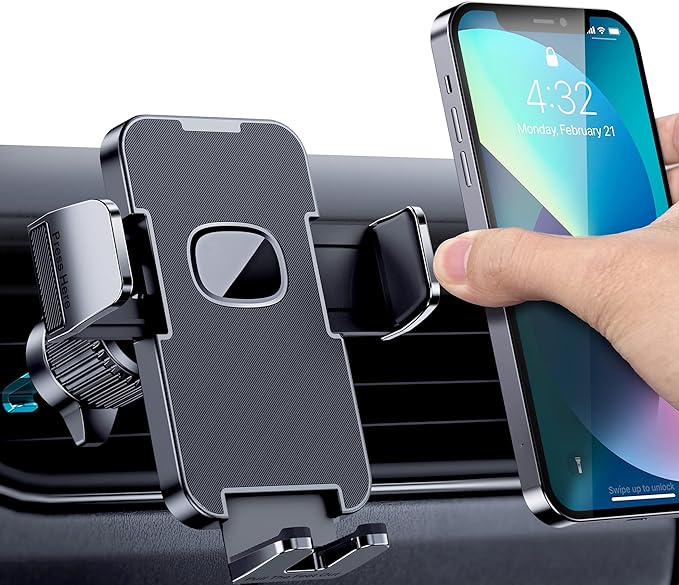 Car Vent Phone Mount for Car Military-Grade Hook Clip Phone Stand for Car Thick Cases Friendly Air Vent Clip Cell Phone Holder for Smartphone, iPhone, Automobile Cradles Universal