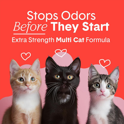 Boxie Extra Strength Clumping Cat Litter Multi Cat 35 Day Odor Control 16lb Probiotic technology works continuously at the source; Hard Flat Top clumps for fast scooping and less waste