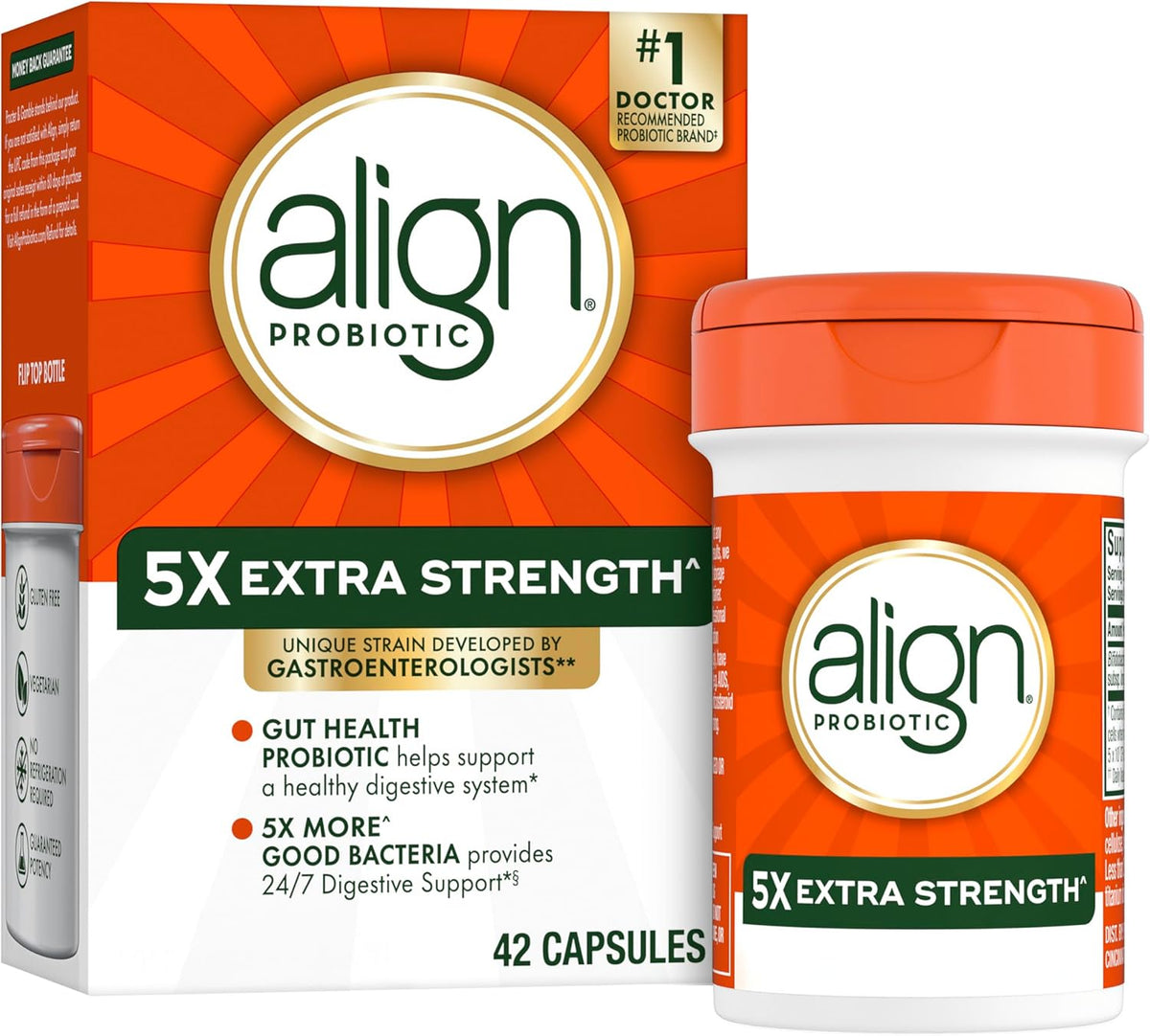Align Probiotic, Extra Strength, Probiotics for Women and Men, Probiotics for Men, Probiotic Capsules have 5X CFUs, 42 Capsules