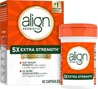 Align Probiotic, Extra Strength, Probiotics for Women and Men, Probiotics for Men, Probiotic Capsules have 5X CFUs, 42 Capsules