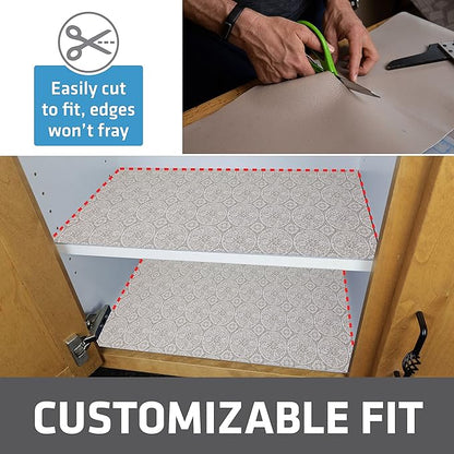 Drymate Luxury lining for shelves and drawers, thick padded fabric, non-adhesive, absorbent, waterproof, non-slip, kitchen cabinet liners, cabinets (made in USA) (12 x