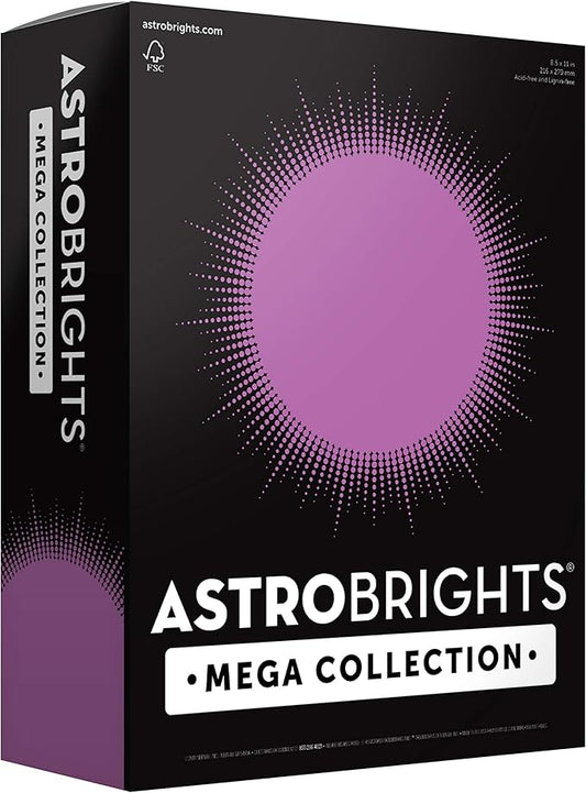 Astrobrights Mega Collection Colored Paper, 8  x 11, 24 lb89 gsm, Bright Purple, 625 Ct. (91675) " Exclusive" - More Sheets!