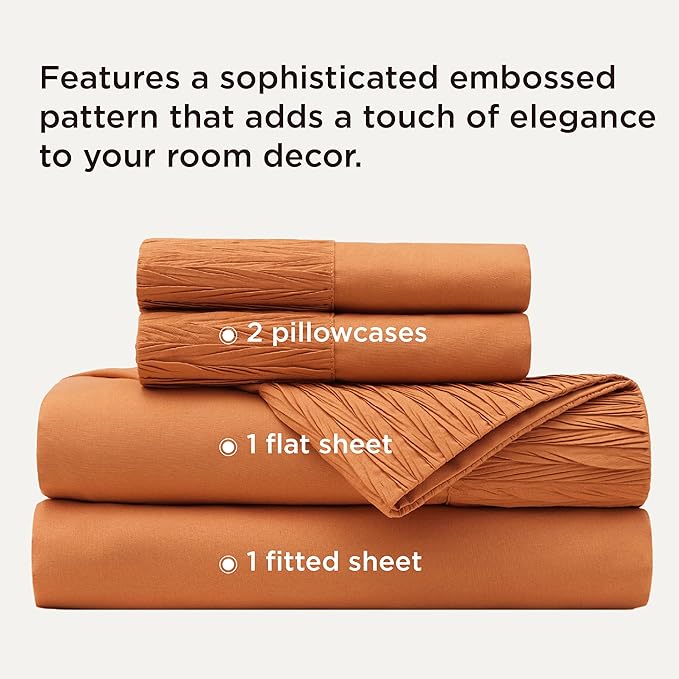 Bedsure King Size Sheets Set - 4 Pieces Soft King Sheets - Breathable  Cooling - Hotel Luxury - Easy Care Polyester Microfiber Bedding for Women, Men, Dusty Orange
