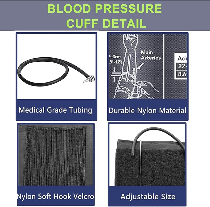 Replacement Extra Large Cuff for Omron BP Monitors 22-52CM Big Arm - Adjustable XL Blood Pressure Cuff, Includes 4 Universal Interface, Blood Pressure Monitors Large Cuff Compatible