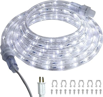 10 ft LED Rope Lights, 108 LED Connectable and Flexible Tube Lights,Rope Lights for Bedroom,Garden,Patio,Deck,Backyard,Kitchen,Christmas Decoration(White)