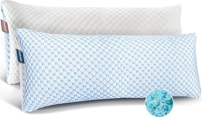 Hearth  Harbor Temperature Regulating Reversible Cooling Pillow, Memory Foam Pillow Body Pillow 20" X 54"