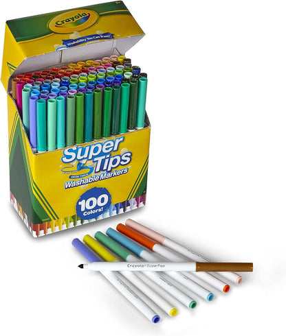 Crayola Super Tips Marker Set (88ct), Fine Point Washable Markers, Drawing Markers for Kids & Adults, Create Thick & Thin Lines, Art Supplies, Ages 3+. ( Open Box , only 88CT )