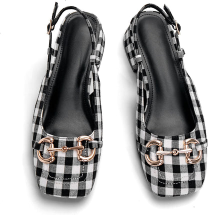 Square Toe Slingback Mary Jane Shoes for Women Low Chunky Block Heels Pump Sandals Casual Wedding Party Shoes