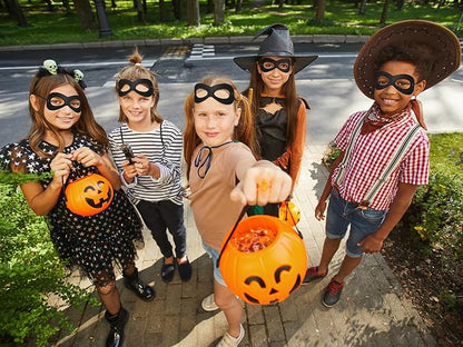 Superhero Black Eye Masks - Felt Halloween Dress Up Masks, Adjustable Black Masks with Elastic Rope - Great Party Cosplay Accessory - for Superhero Bandit Thief Adult Kids (2 Pcs)