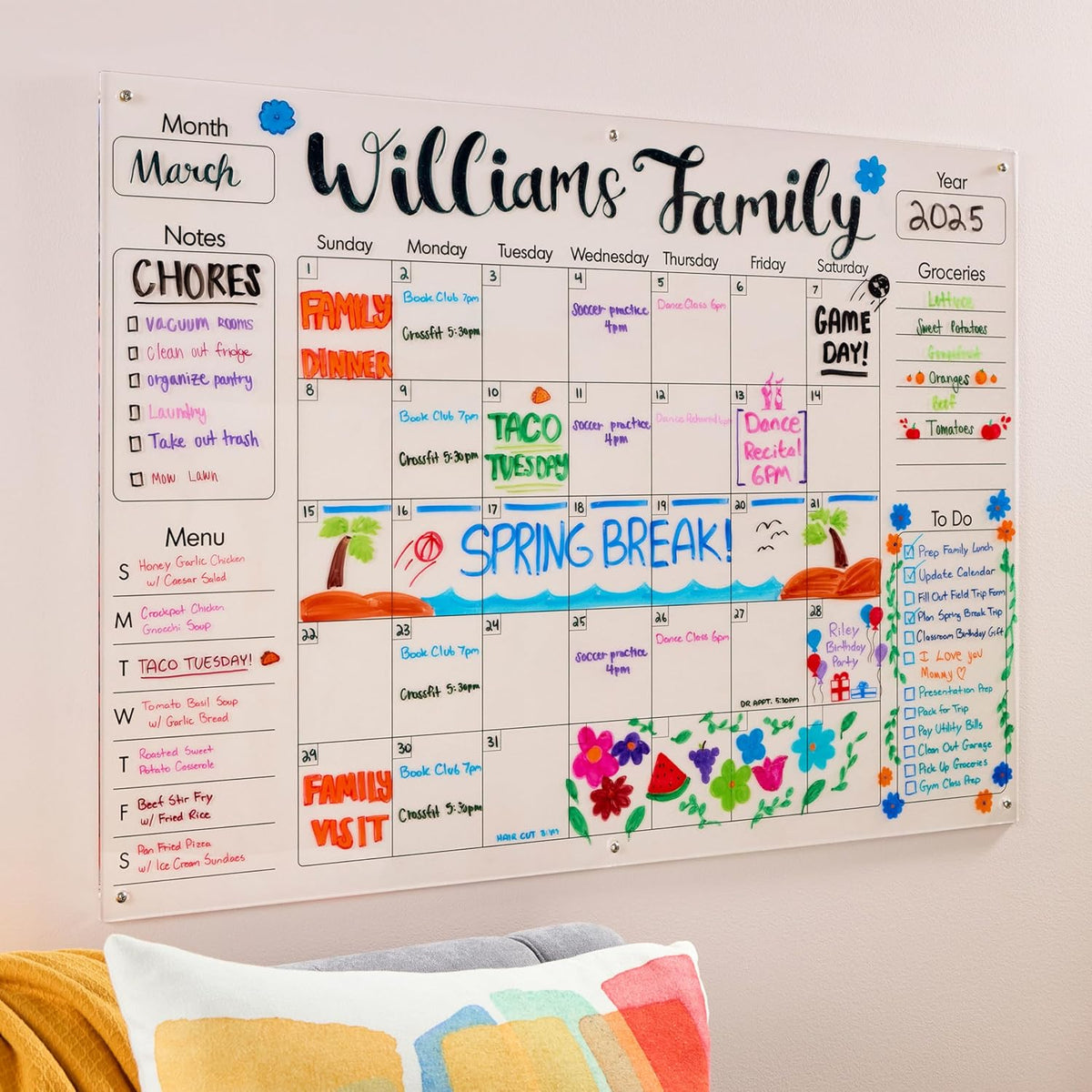 Dry Erase Whiteboard Cleaning Spray, 22oz - Calendar, Organization, Essential Supplies for Office, School, Classroom, Teachers