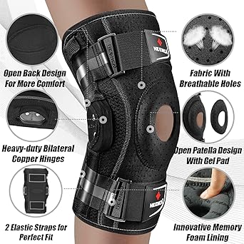NEENCA Professional Knee Brace for Knee Pain, Adjustable Hinged Knee Support with Removable Side Stabilizers, Strong Stability for Joint Pain Relief, Arthritis, Meniscus Tear, ACL, PCL, Runner, Sports (Large)