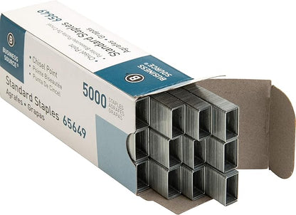 Business Source Chisel Point Standard Staples - Box of 5000 (65649), Silver