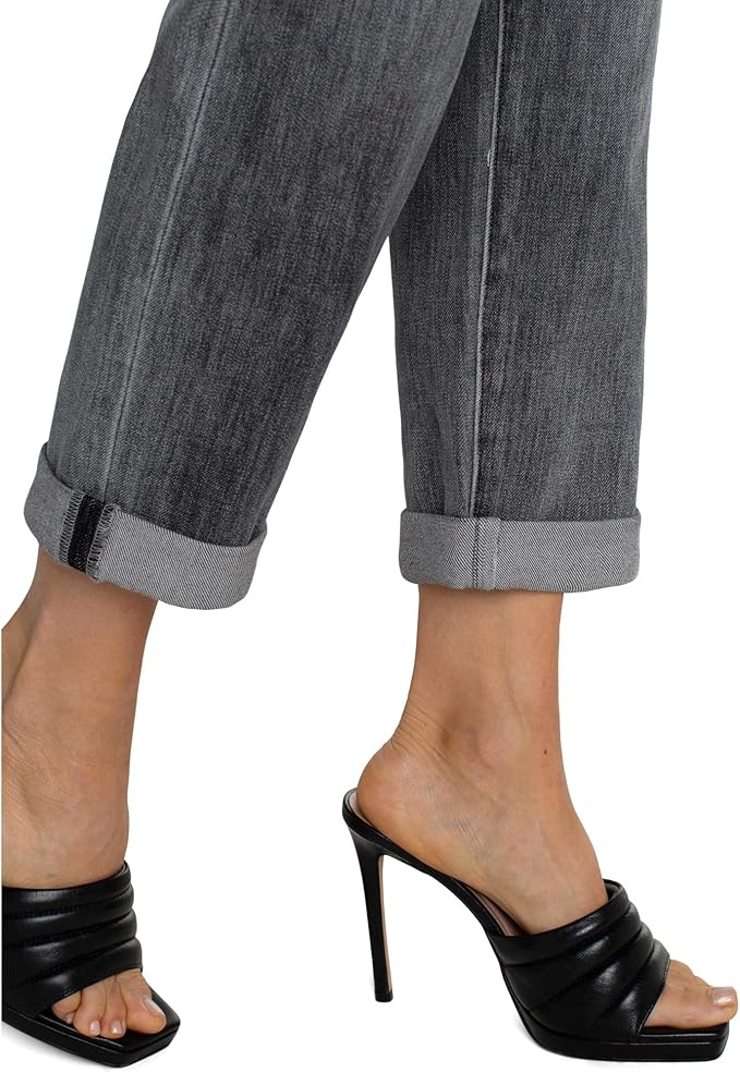 Liverpool Women's The Keeper Boyfriend Rolled Cuff Mid-Rise 4-Way Stretch Denim Jean 26"/29" in Park Drive
