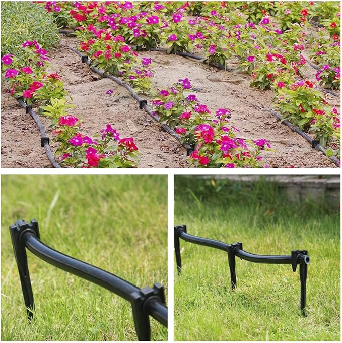 Soaker Hose Stakes,Drip Irrigation Stakes 20 Pack 7.3" Strong Plastic Garden Hose Holder for Irrigation Hoses Camping Tent Stakes