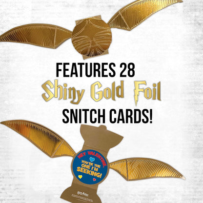 Make your child's Valentine's Day party magical with this 28-card pack featuring shiny gold foil Snitch cards and fun greetings!