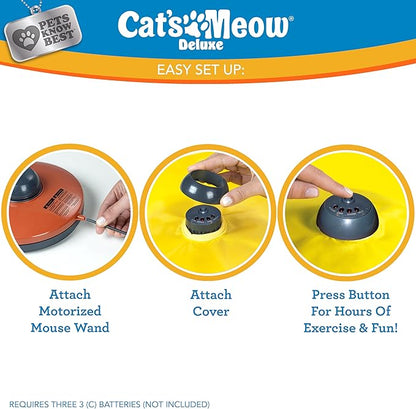 Cat's Meow Motorized Wand Cat Toy, Automatic 30 Minute Shut Off, 3 Speed Settings, The Toy Your Cat Can't Resist, Pets Know Best