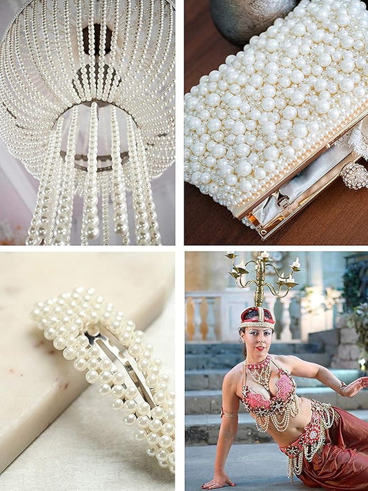 Mandala Crafts Faux Red Pearl Beads Roll - 6mm Fake Pearls Chain Spool - 27 Yds Strand of Pearls String of Pearls Garlands for Christmas Tree Wedding Party Decoration