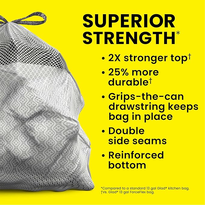 Glad Tall Kitchen Trash Bags 20 Gallon, XL MaxStrength Febreze Fresh Clean Garbage Bags, Drawstring, 80 Count